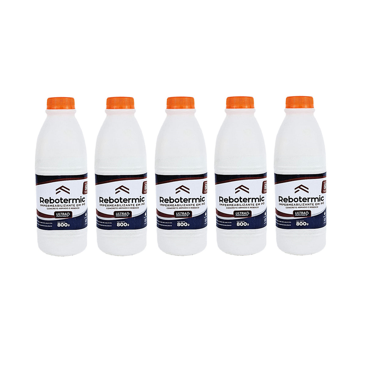 Kit 5 Rebotermic Impermeabilizante 800g Blinda Reboco