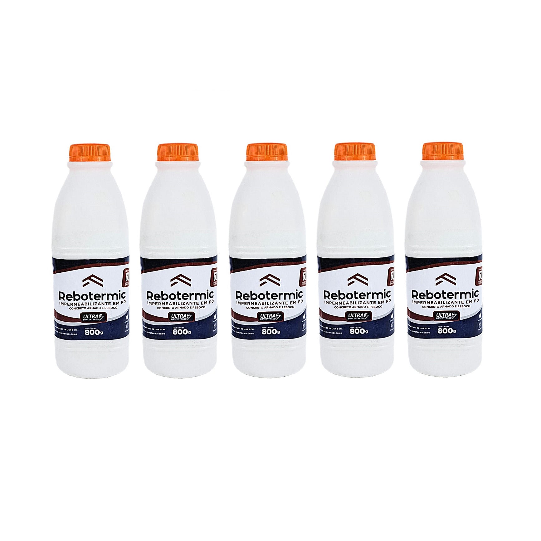 Kit 5 Rebotermic Impermeabilizante 800g Blinda Reboco