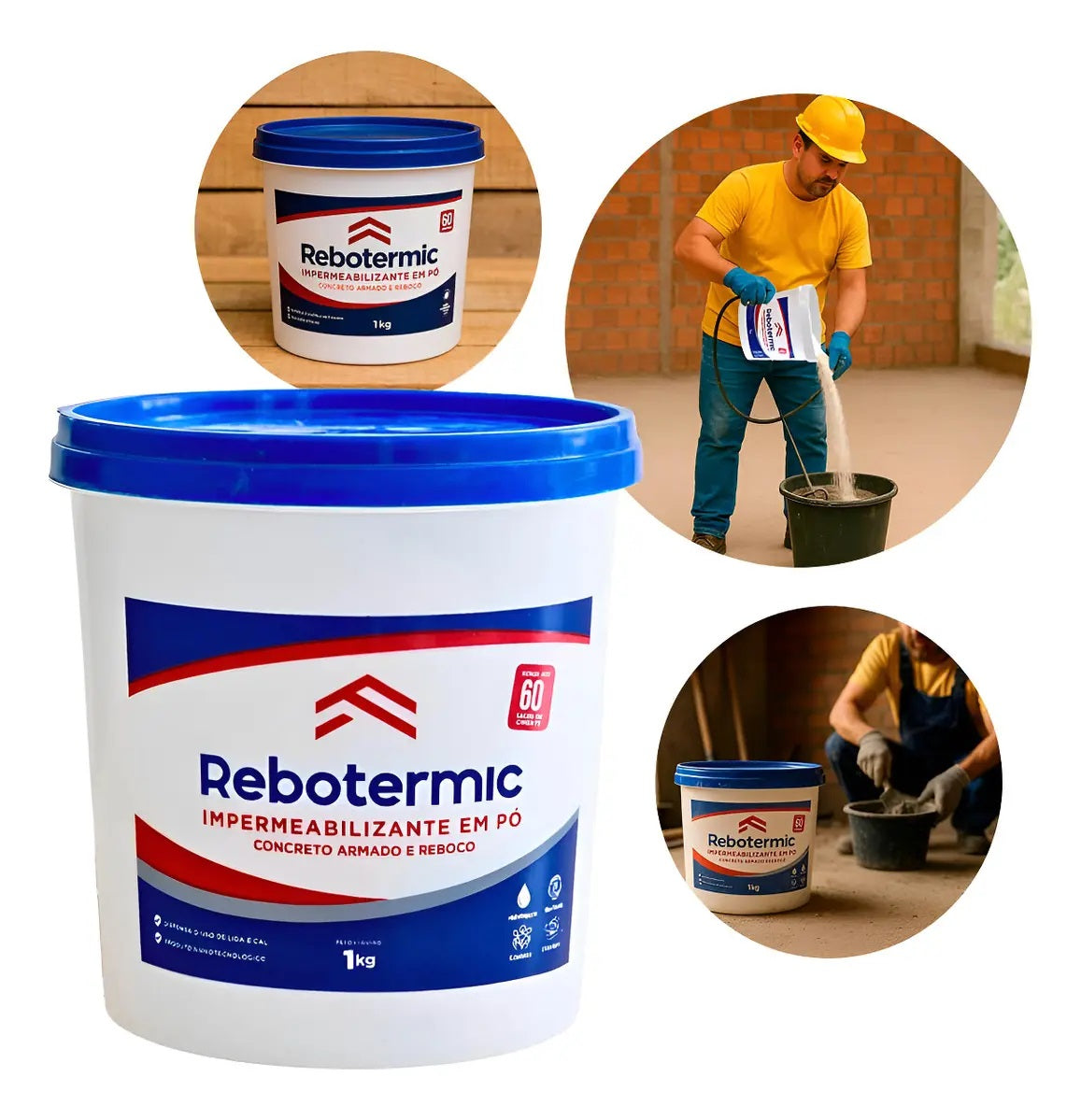 Kit 2 Rebotermic Impermeabilizante 800g Blinda Reboco