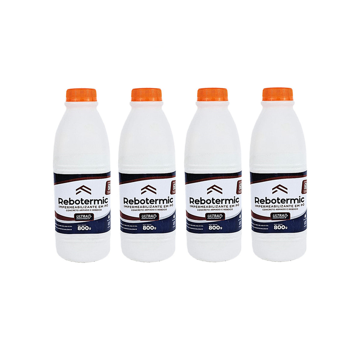 Kit 4 Rebotermic Impermeabilizante 800g Blinda Reboco