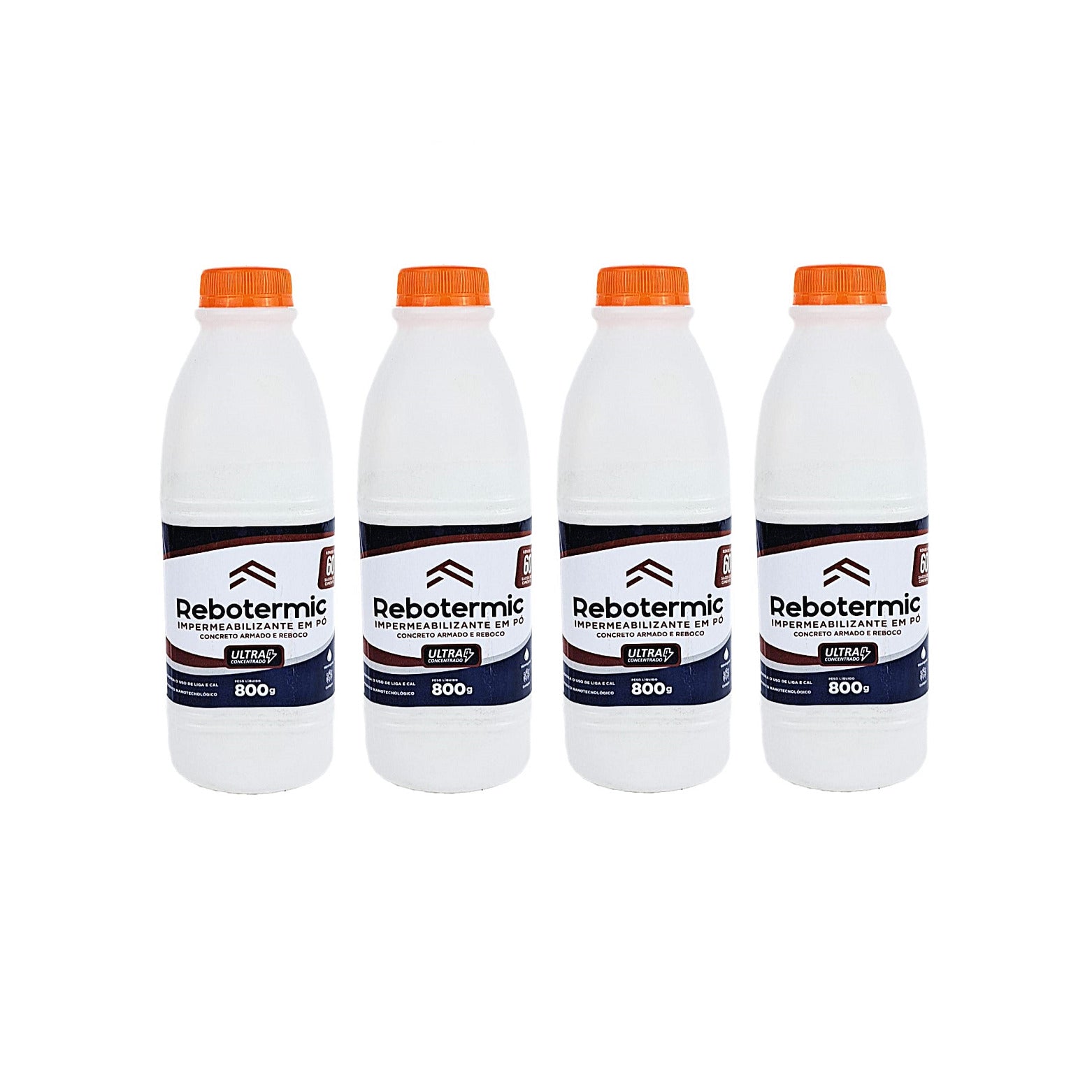 Kit 4 Rebotermic Impermeabilizante 800g Blinda Reboco