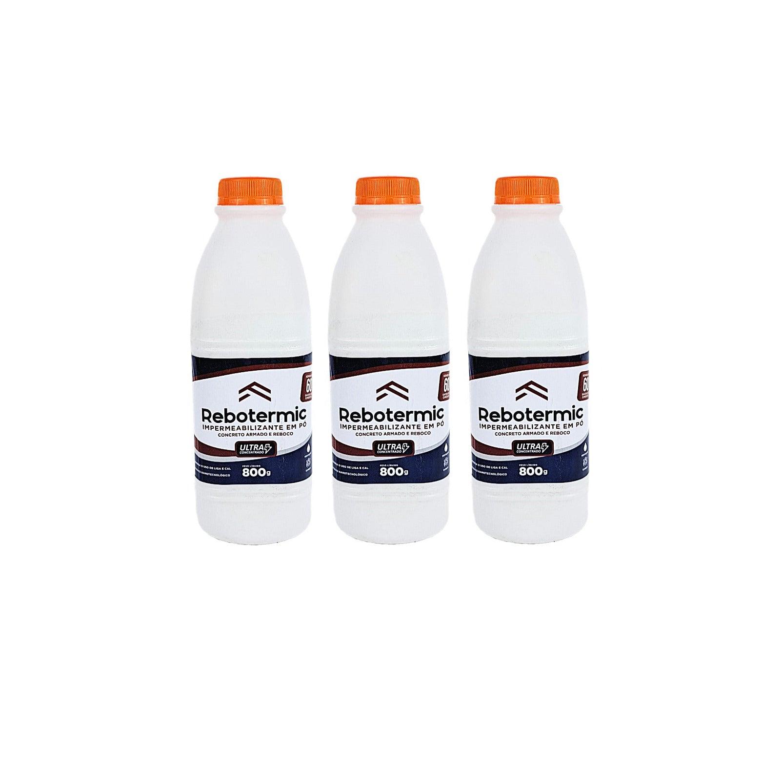 Kit 3 Rebotermic Impermeabilizante 800g Blinda Reboco