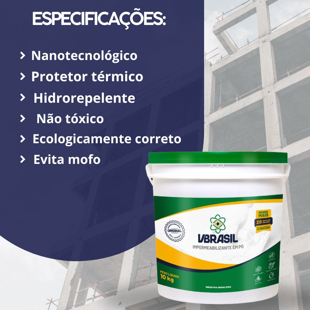 Impermeabilizante Vbrasil 3kg para Cimento Argamassa