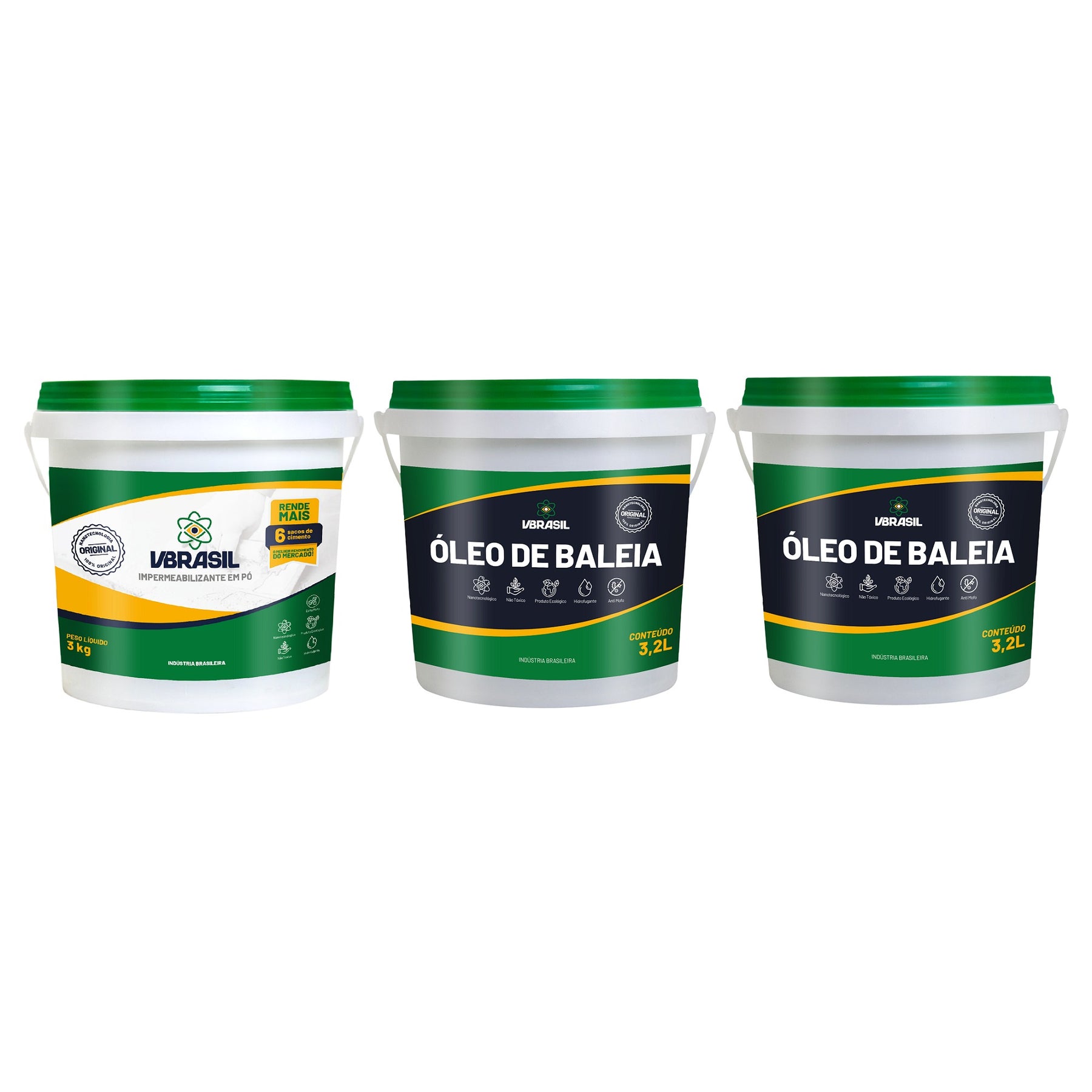 KIT Elimina Trincas: Vbrasil Pó 3kg + 2 Oleo De Baleia 3,2L