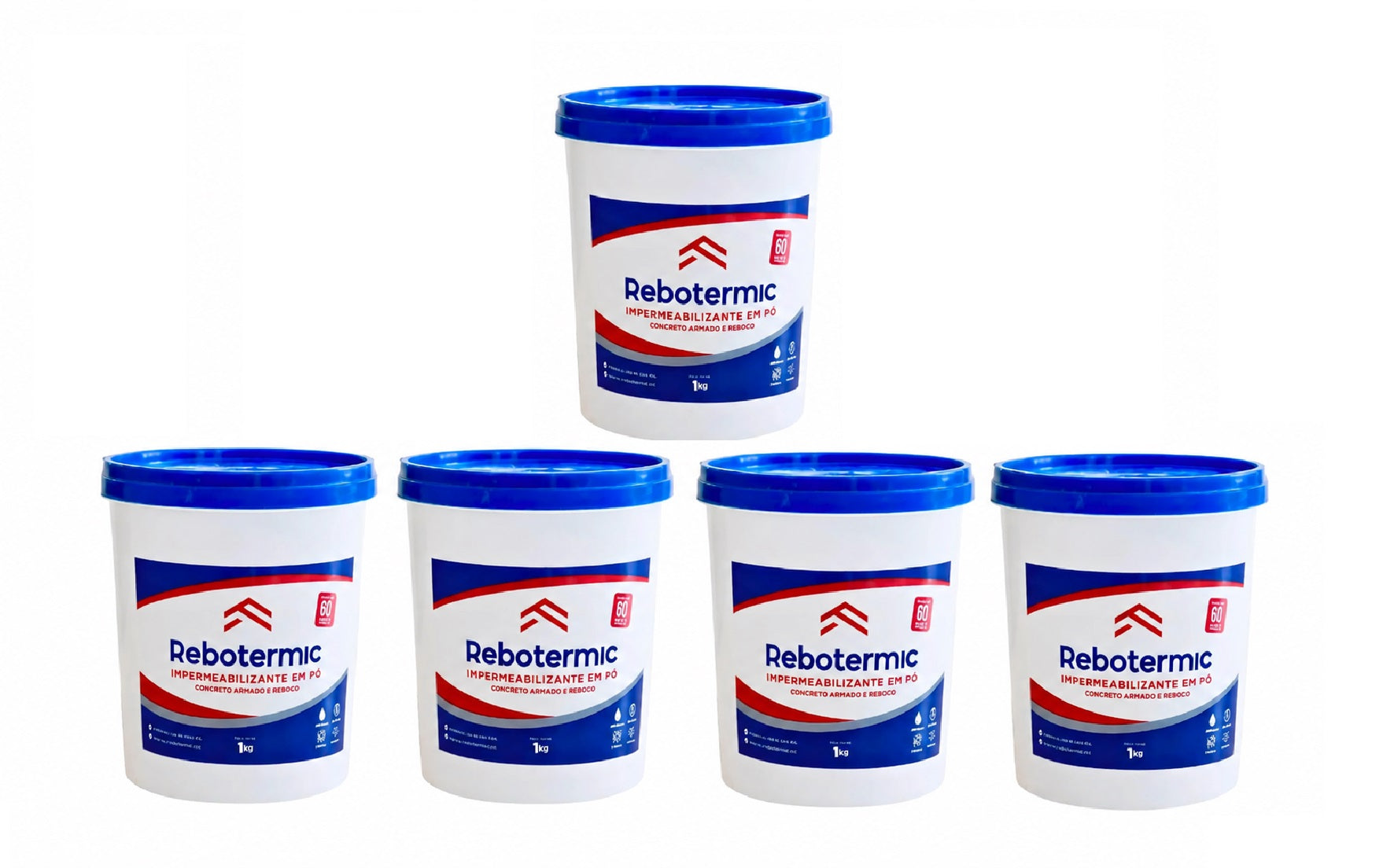 Kit 5 Rebotermic Impermeabilizante 800g Blinda Reboco