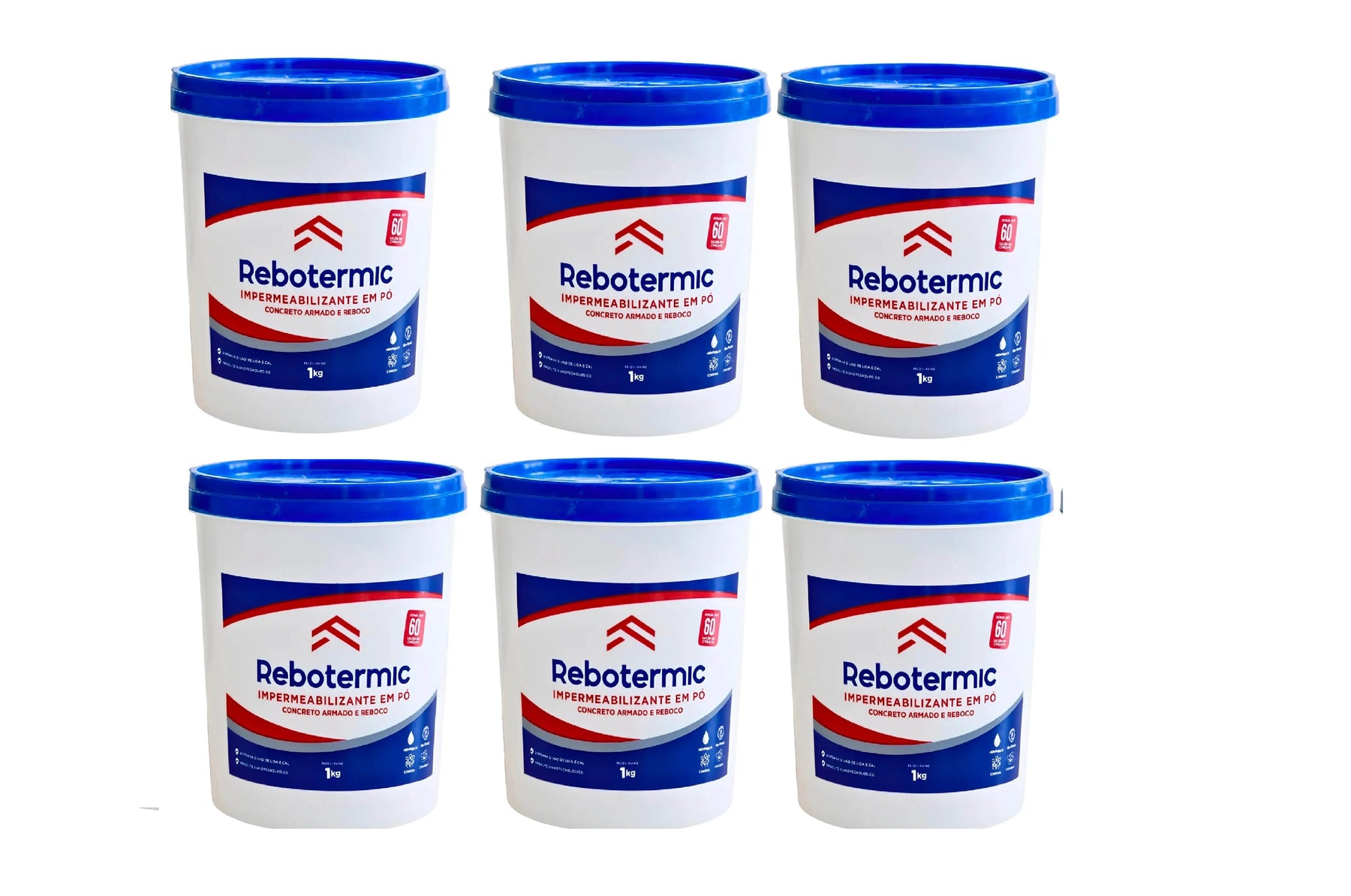 Kit 6 Rebotermic Impermeabilizante 800g Blinda Reboco